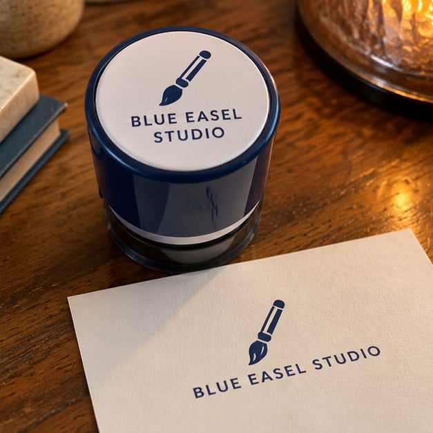 Customer photo of a custom round stamp